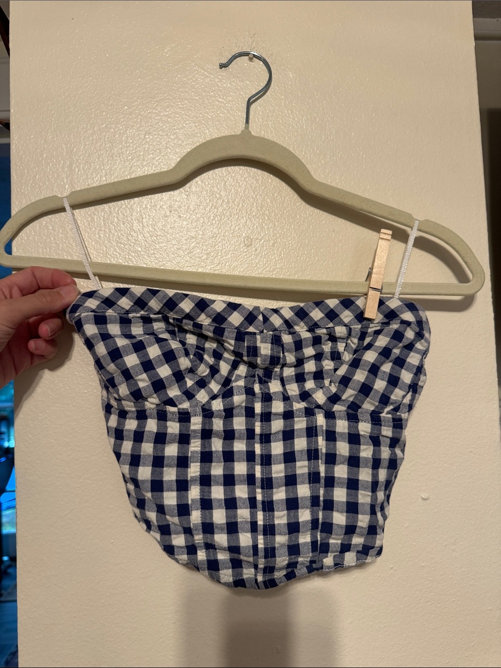 FREE PEOPLE Blue Gingham Leilani Tube Top size XS